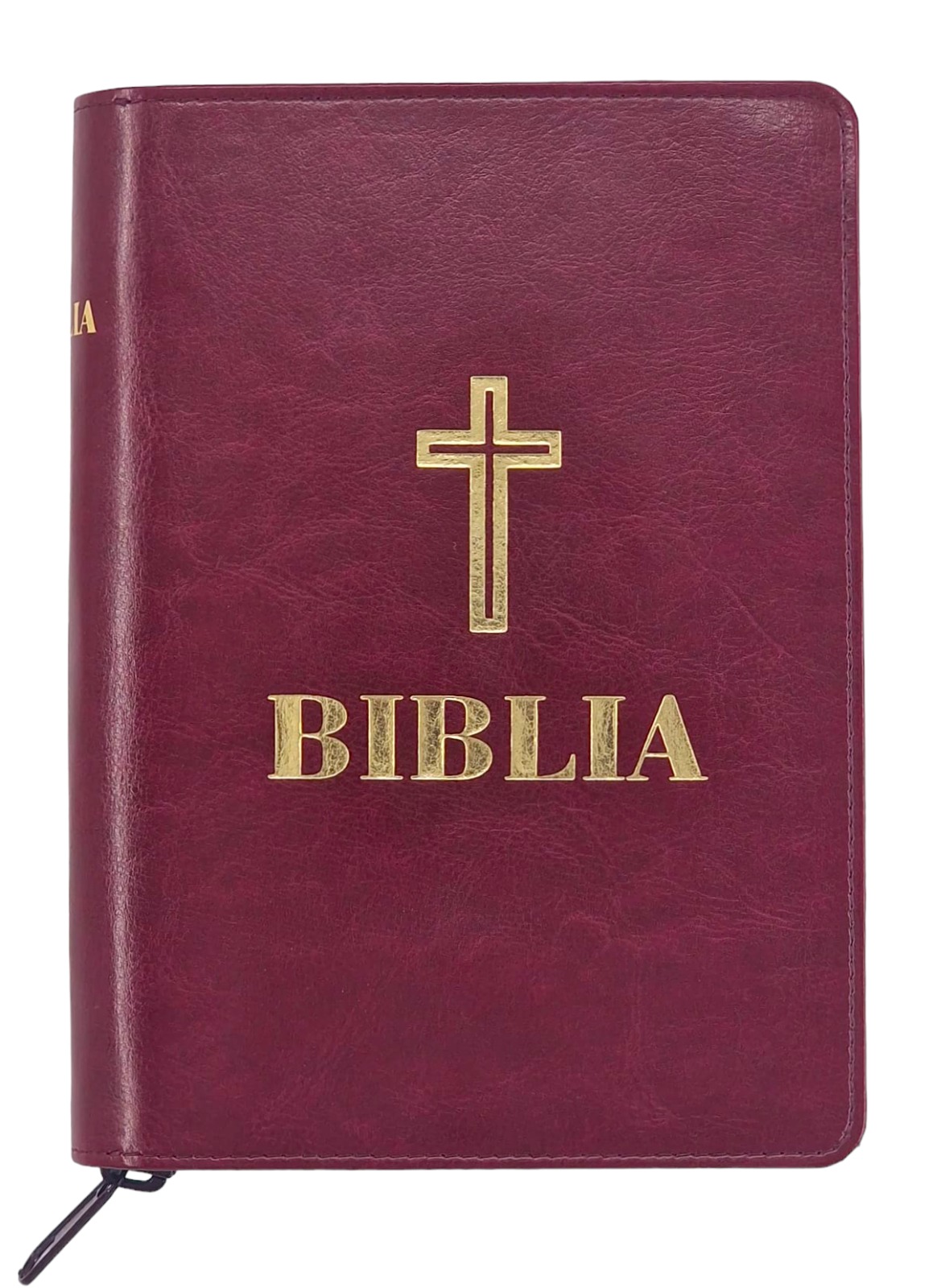 Biblia - format 053 grena cu fermoar și copertă din piele